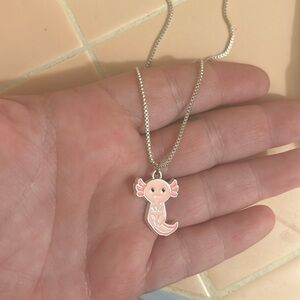Pink Axolotl necklace